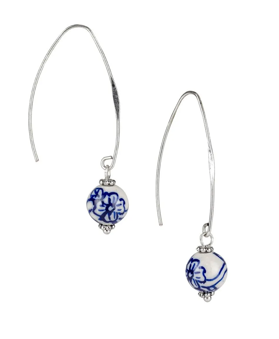 Patricia Nash Blue Arc Hoop Bead Earrings| Earrings