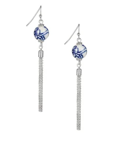 Patricia Nash Blue Bead Earrings W/ Tassels| Earrings