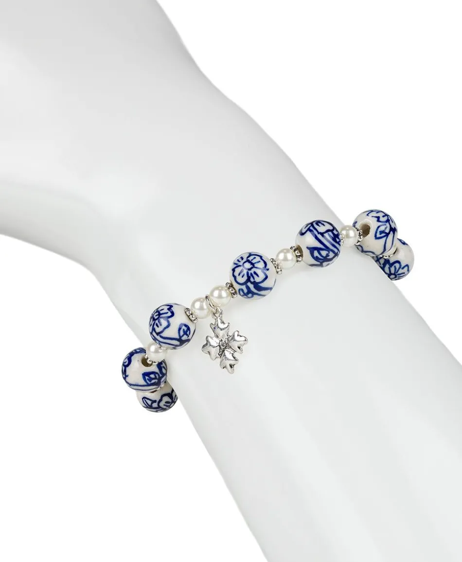 Patricia Nash Blue Beaded Stretch Bracelet| Bracelets