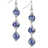 Patricia Nash Blue Triple Bead Drop Earrings| Earrings