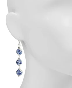 Patricia Nash Blue Triple Bead Drop Earrings| Earrings
