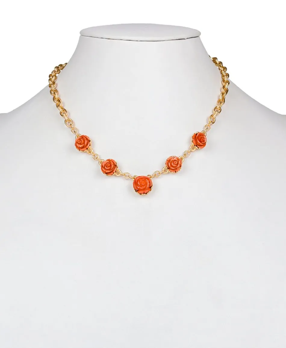 Patricia Nash Carved Rose Link Necklace| Necklaces