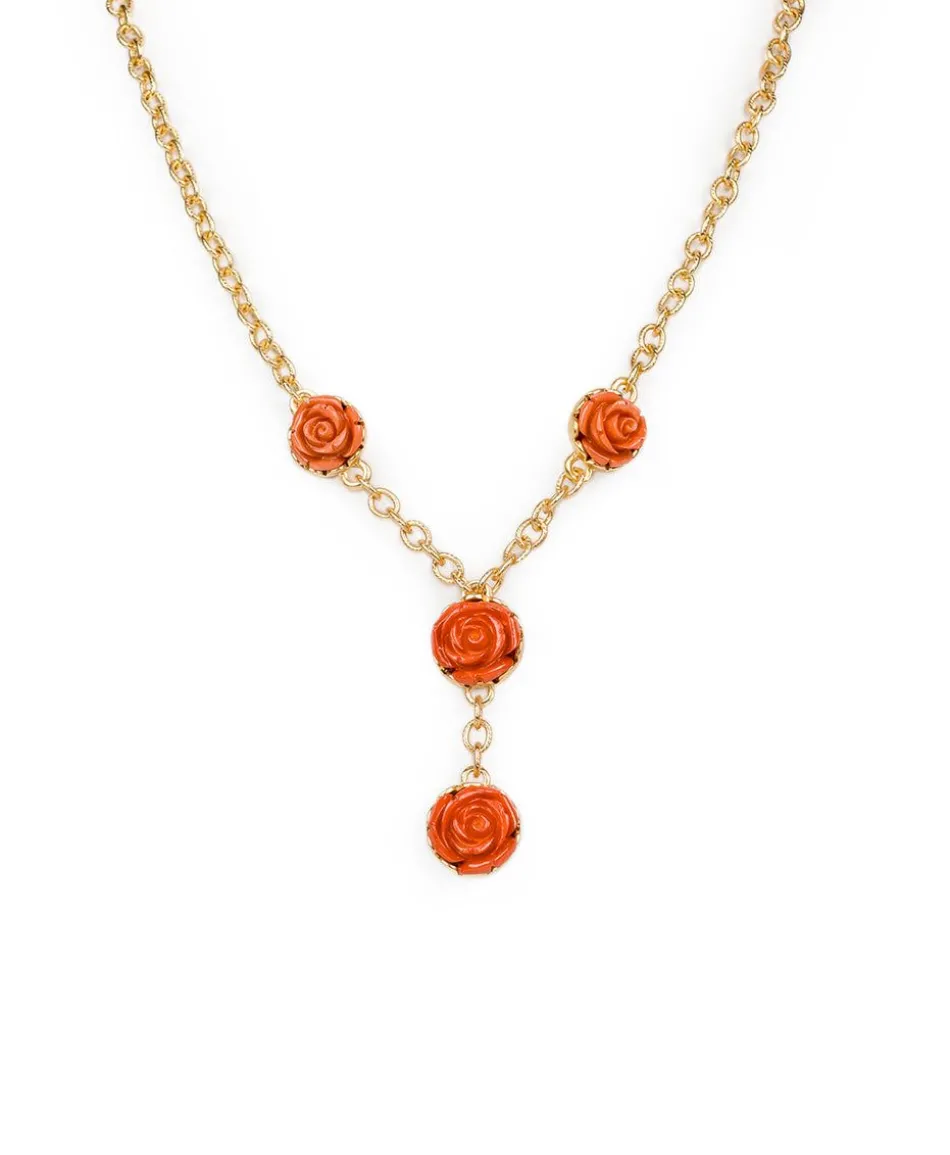 Patricia Nash Carved Rose Y Necklace| Necklaces