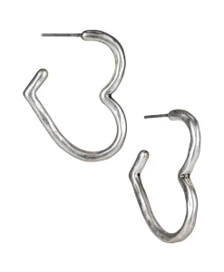 Patricia Nash Hammered Heart Hoop Earrings| Earrings