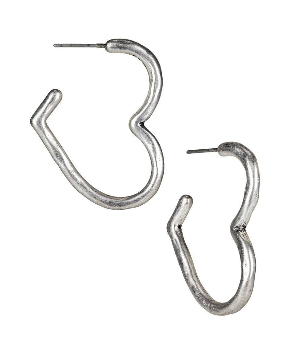 Patricia Nash Hammered Heart Hoop Earrings| Earrings