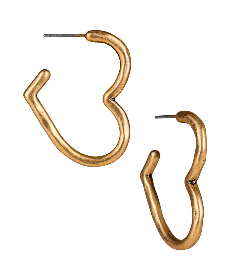 Patricia Nash Hammered Heart Hoop Earrings| Earrings