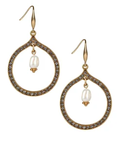 Patricia Nash Pave Teardrop With Pearl Earrings| Earrings