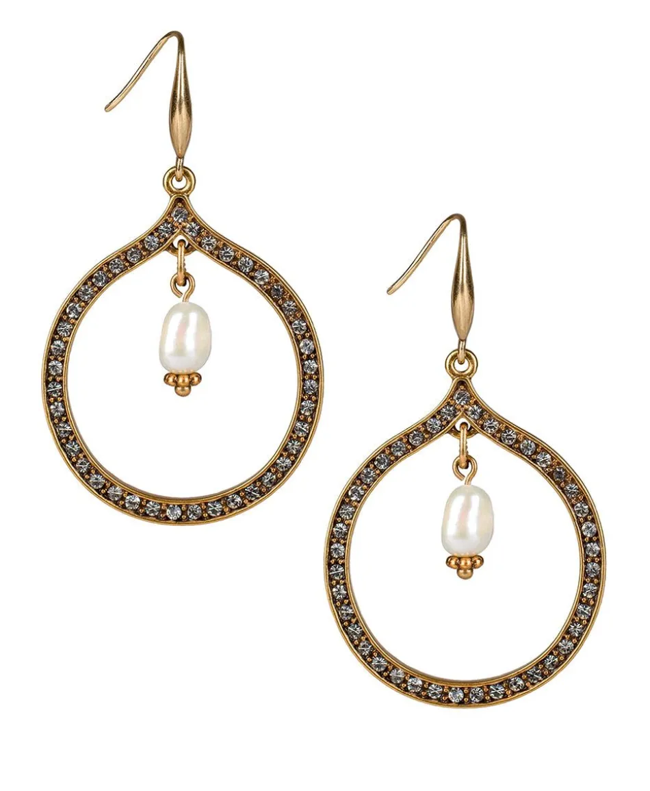 Patricia Nash Pave Teardrop With Pearl Earrings| Earrings