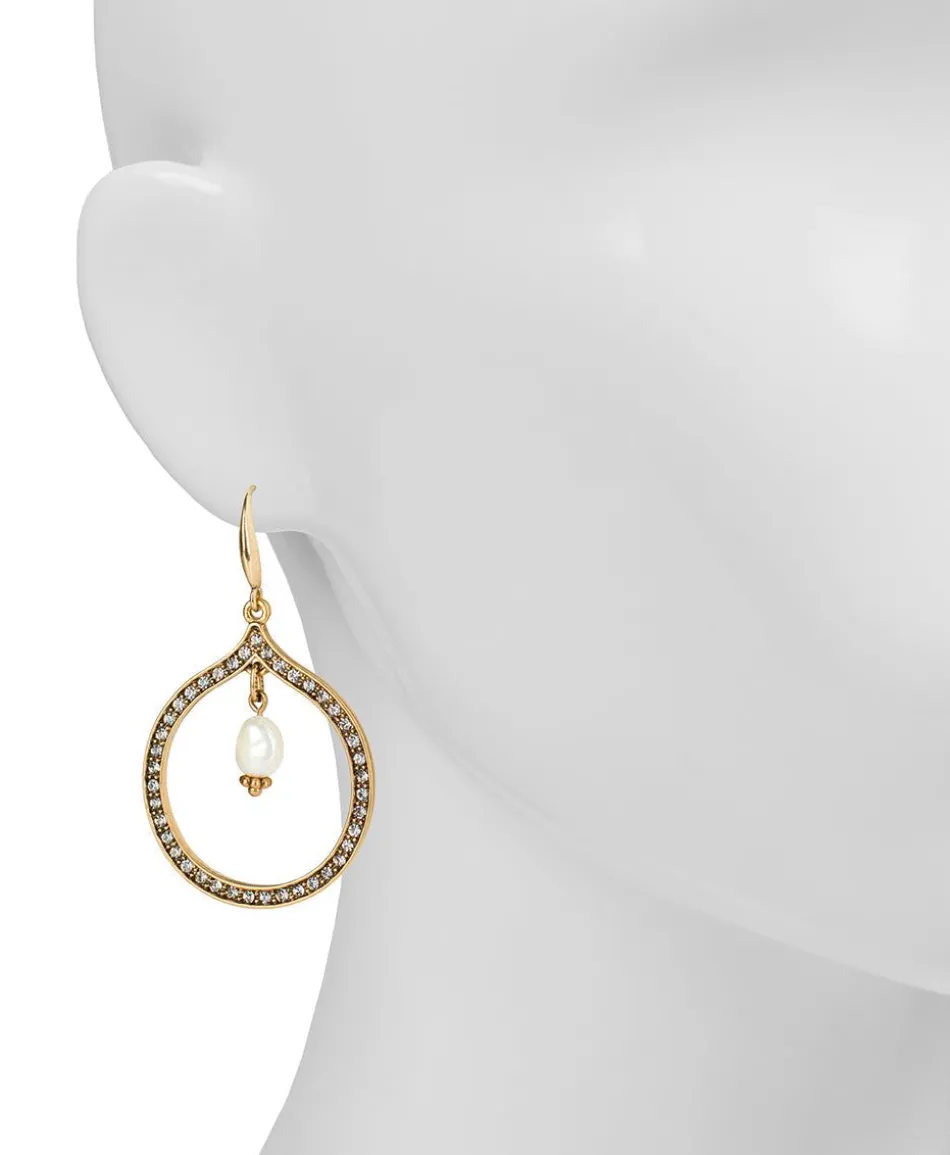 Patricia Nash Pave Teardrop With Pearl Earrings| Earrings