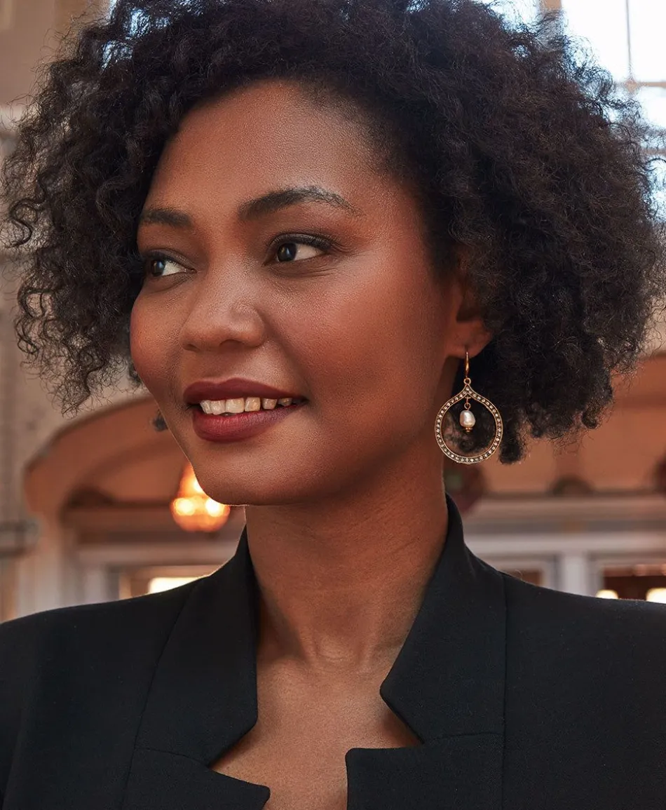 Patricia Nash Pave Teardrop With Pearl Earrings| Earrings