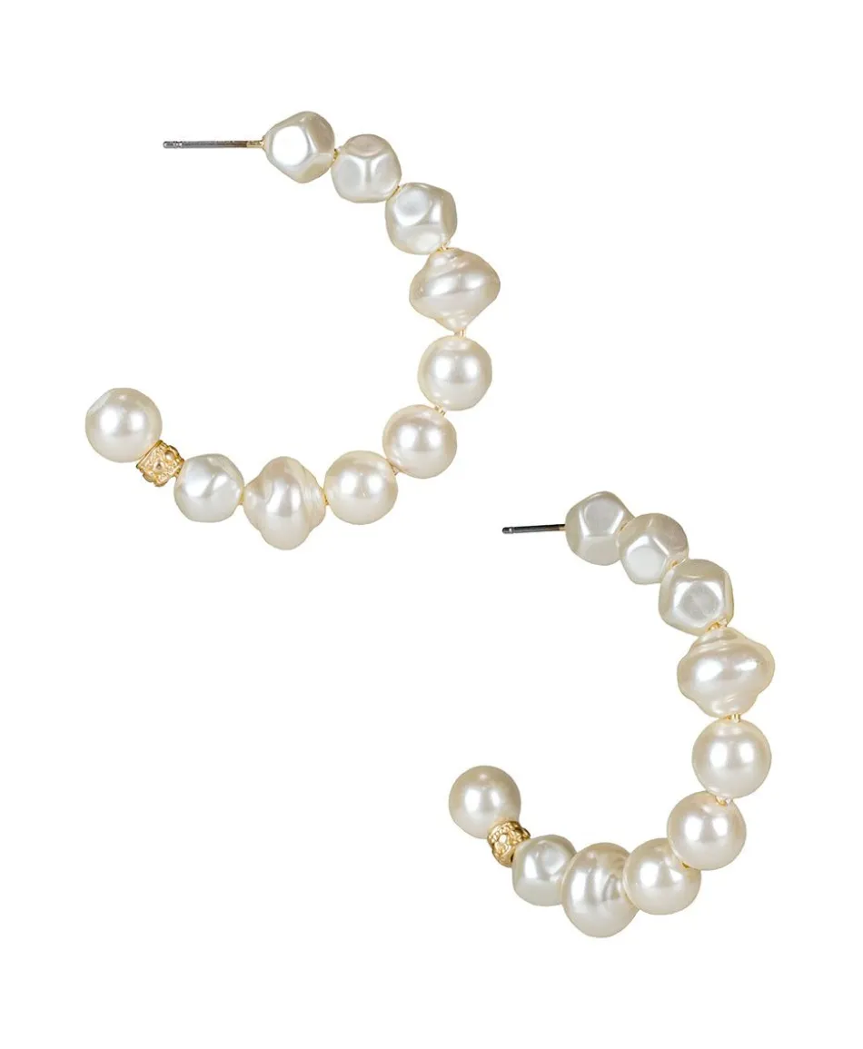Patricia Nash Pearl Hoop Earrings| Earrings