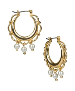 Patricia Nash Pearl Hoop Earrings| Earrings