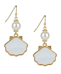 Patricia Nash Shell Drop Pearl Earrings| Earrings