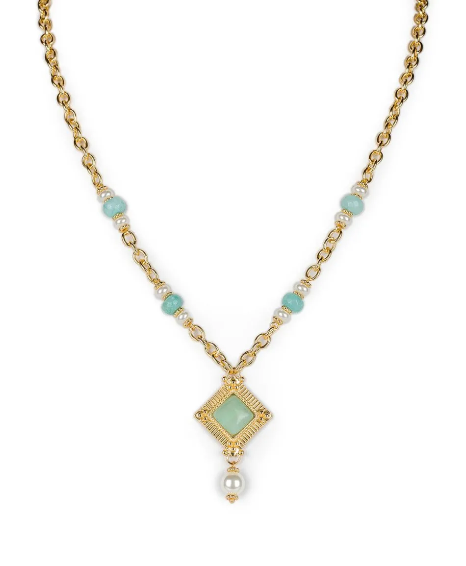 Patricia Nash Sqaure Pearl Pendant| Necklaces