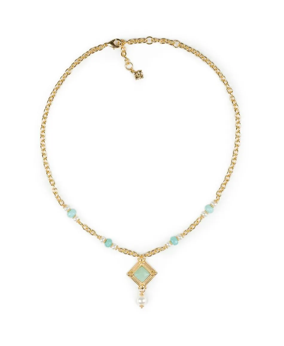 Patricia Nash Sqaure Pearl Pendant| Necklaces