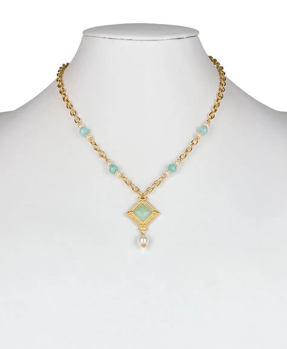 Patricia Nash Sqaure Pearl Pendant| Necklaces