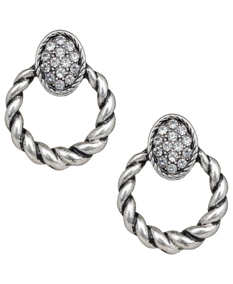 Patricia Nash Twist Rope Doorknocker Pave Earrings| Earrings