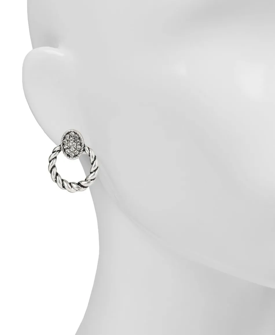 Patricia Nash Twist Rope Doorknocker Pave Earrings| Earrings