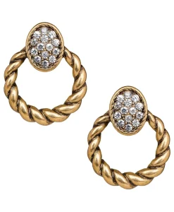Patricia Nash Twist Rope Doorknocker Pave Earrings| Earrings