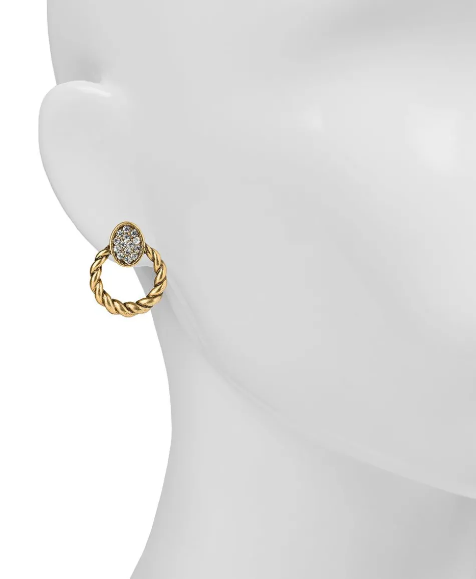 Patricia Nash Twist Rope Doorknocker Pave Earrings| Earrings